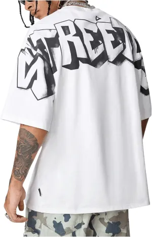 SOLY HUX Men's Graphic Tees Letter Print Drop Shoulder Half Sleeve T Shirt Oversized Summer Tops