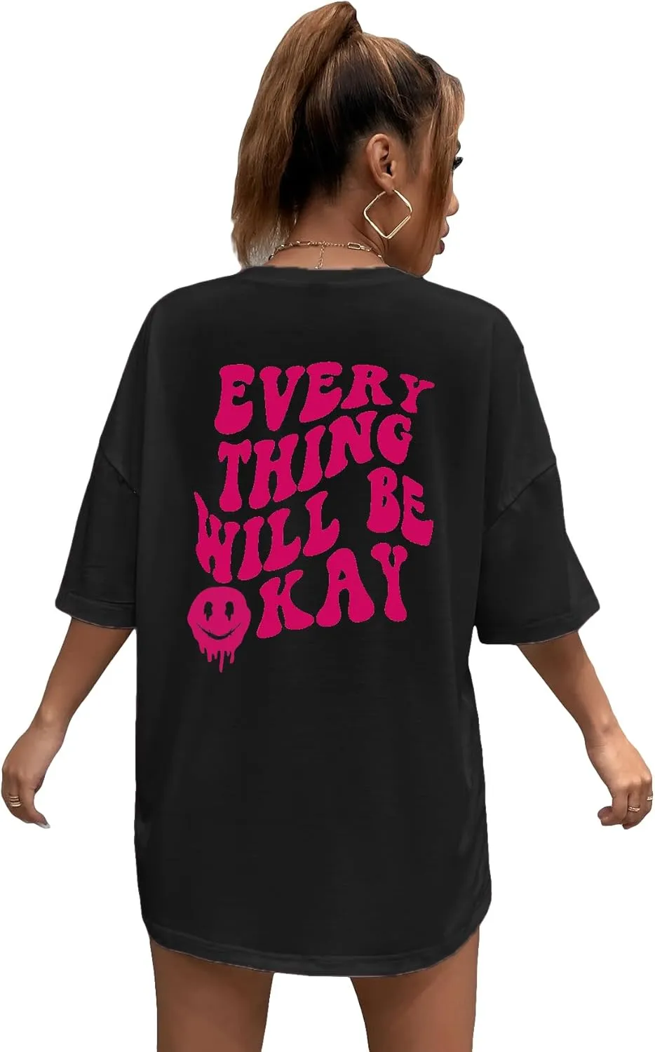 SOLY HUX Women's Oversized T Shirts Graphic Tees Letter Print Casual Trendy Summer Loose Tops
