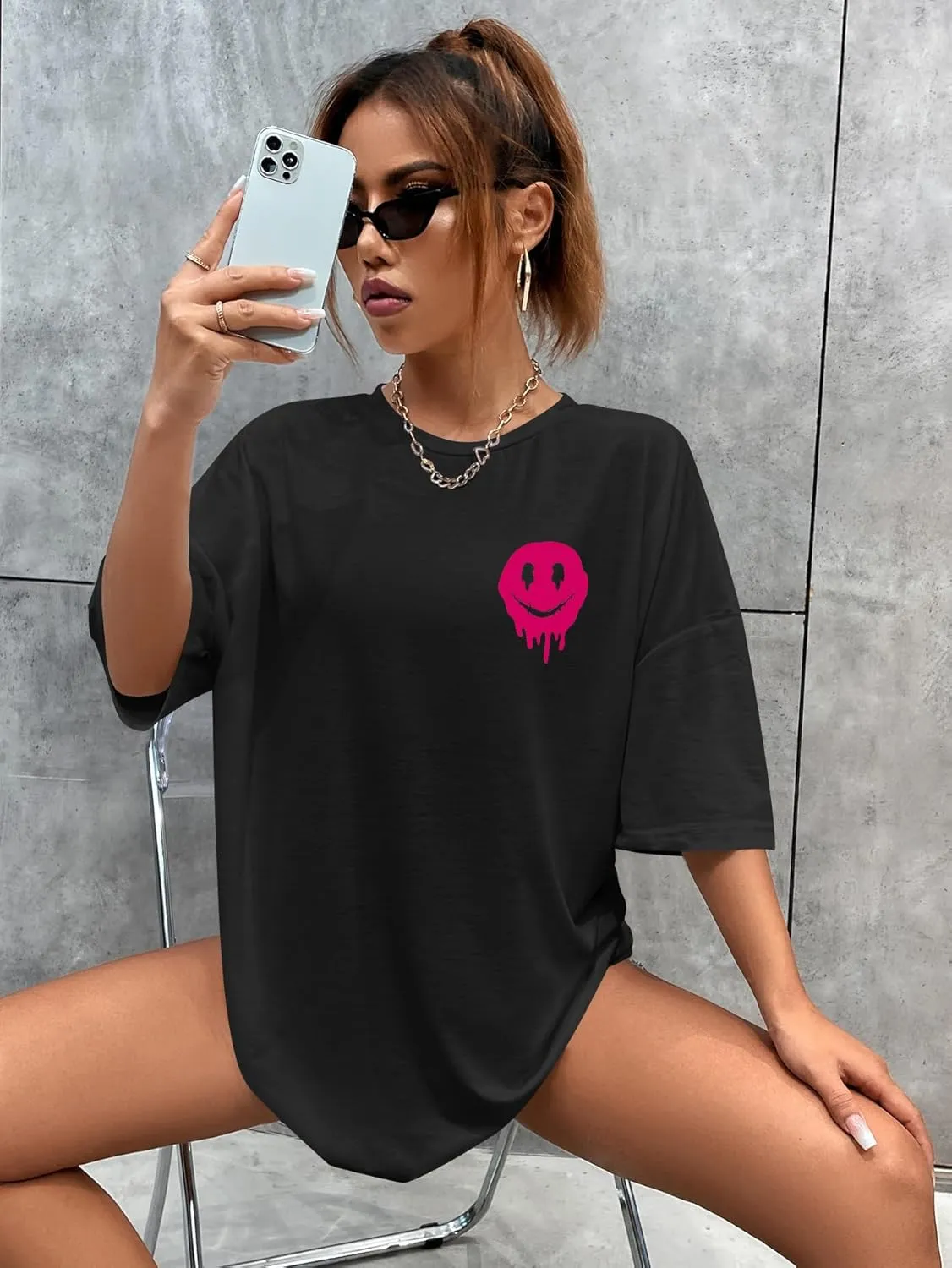 SOLY HUX Women's Oversized T Shirts Graphic Tees Letter Print Casual Trendy Summer Loose Tops