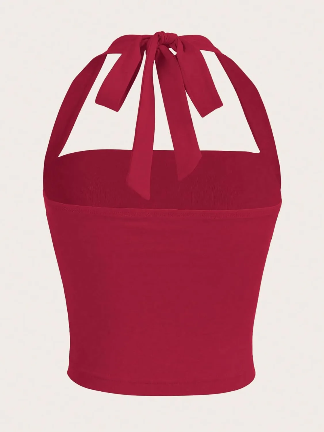 SOLY HUX Women's Ruched Halter Y2K Crop Tops Tie Back Sleeveless Slim Fit Cami Tops