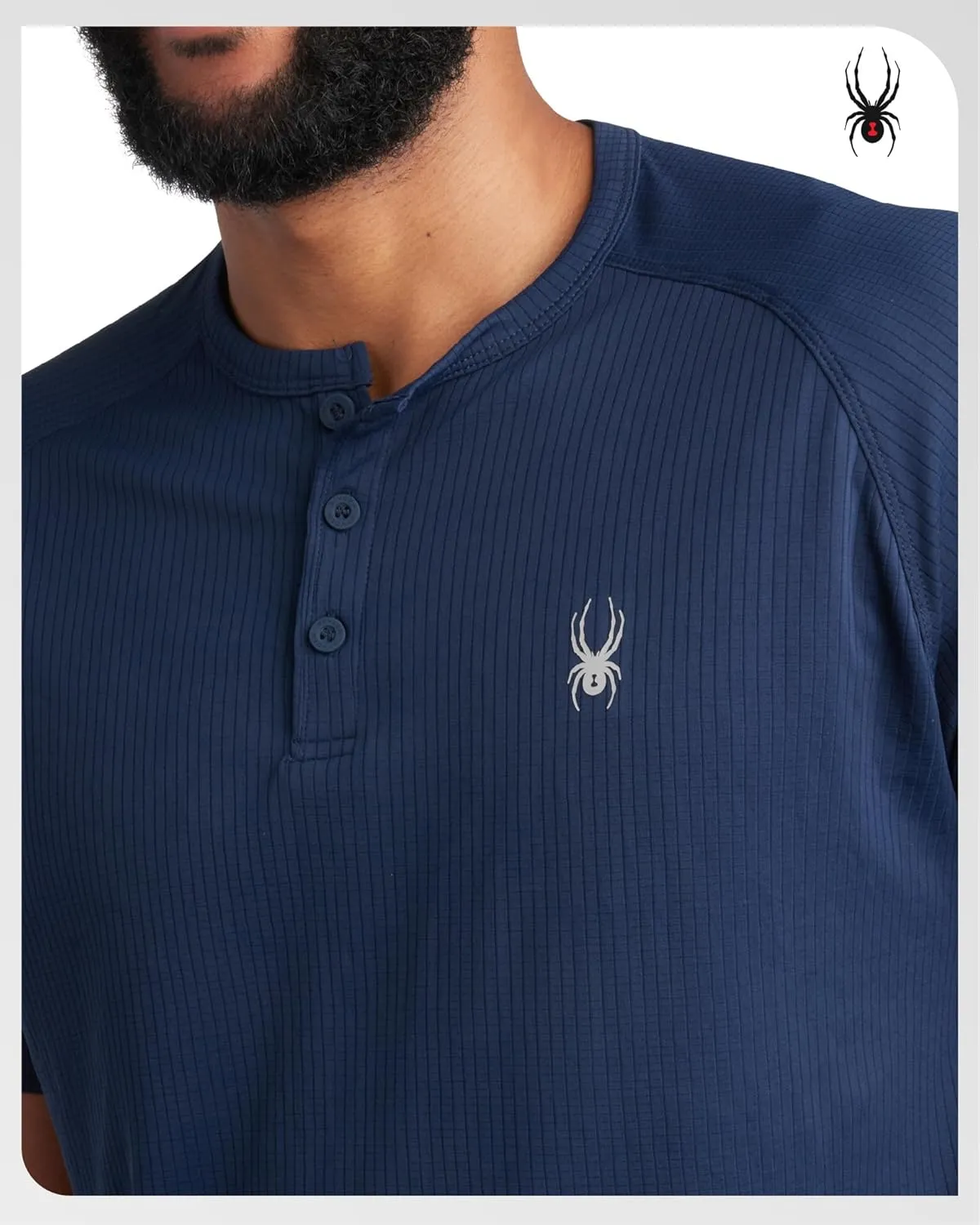 Spyder Mens Shirts - Moisture Wicking Short Sleeve Henley Shirts for Men - Lightweight Quick Dry Athletic Shirt (Sizes: S-XL)