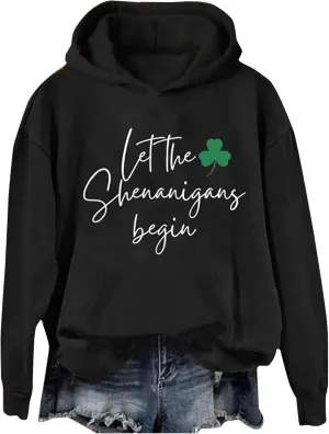 St Patricks Day Sweatshirt Women Funny Plus Size Hoodie St Patty's Day Clothes