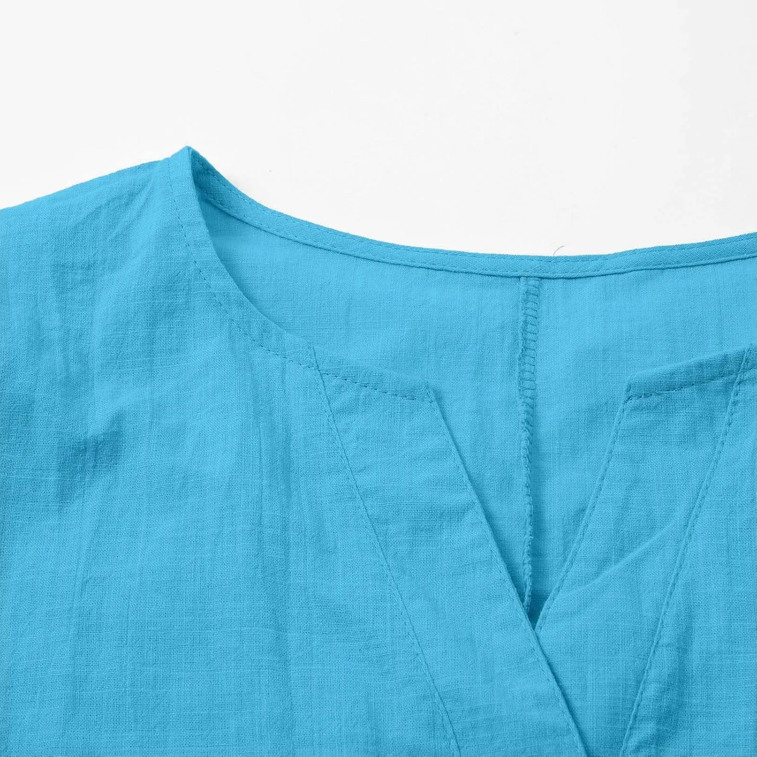Summer Cotton Linen Shirts for Women 2025 Casual 3/4 Sleeve Tunic Shirts Spring Vacation Fashion Clothes