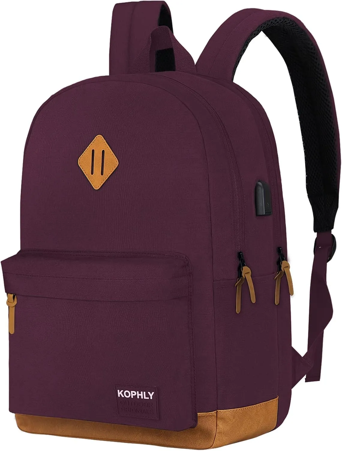 SUPACOOL Lightweight Laptop Backpack with USB Charging Port for Men and Women, Double Layers Backpack for College, Work, Travel, Casual(Purple)