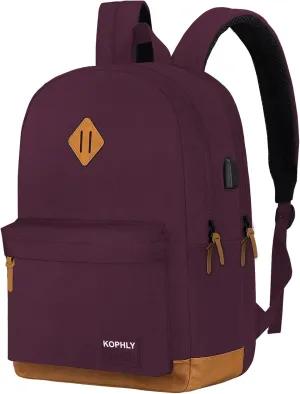 SUPACOOL Lightweight Laptop Backpack with USB Charging Port for Men and Women, Double Layers Backpack for College, Work, Travel, Casual(Purple)