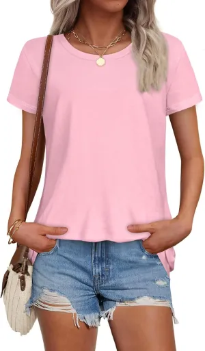 T Shirts for Women Summer Short Sleeve Crewneck Casual Cute Graphic Basic Tees Tops