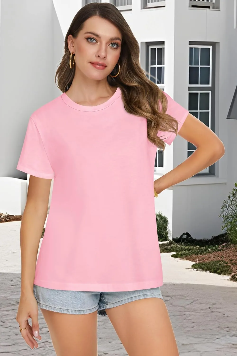 T Shirts for Women Summer Short Sleeve Crewneck Casual Cute Graphic Basic Tees Tops