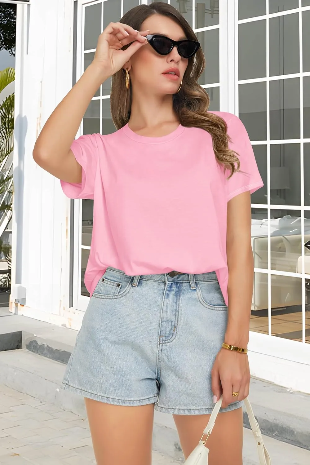 T Shirts for Women Summer Short Sleeve Crewneck Casual Cute Graphic Basic Tees Tops