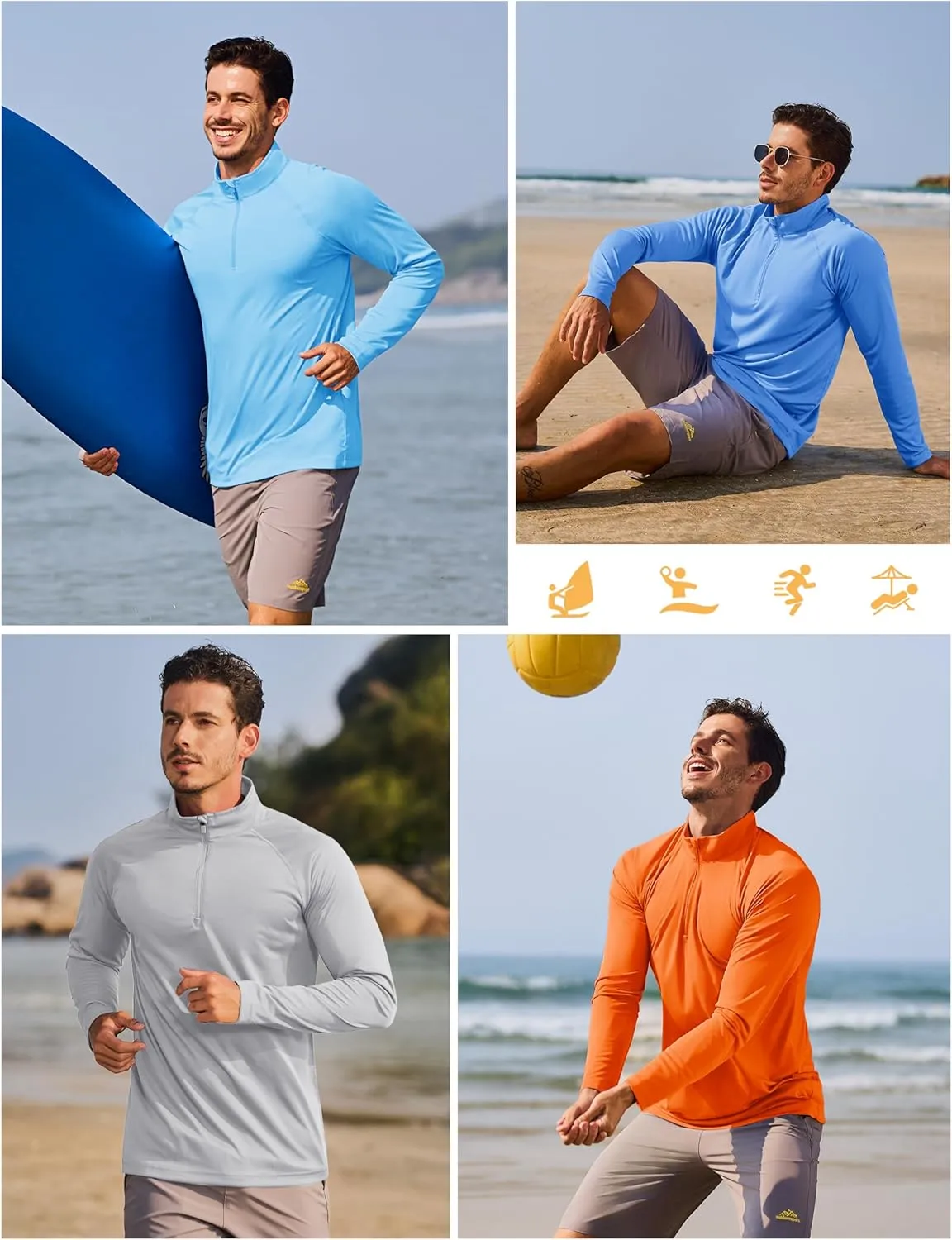 TACVASEN Men's Long Sleeve Athletic Shirts 1/4 Pullover Zip Sun Protection Rash Guard UPF 50  Outdoor Running T-Shirts