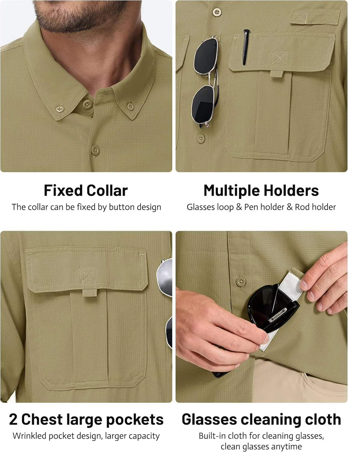 TACVASEN Mens Long Sleeve Sun Protection Shirt UPF 50  Quick Dry Fishing Cooling UV Shirts Outdoor Tactical Hiking Shirts