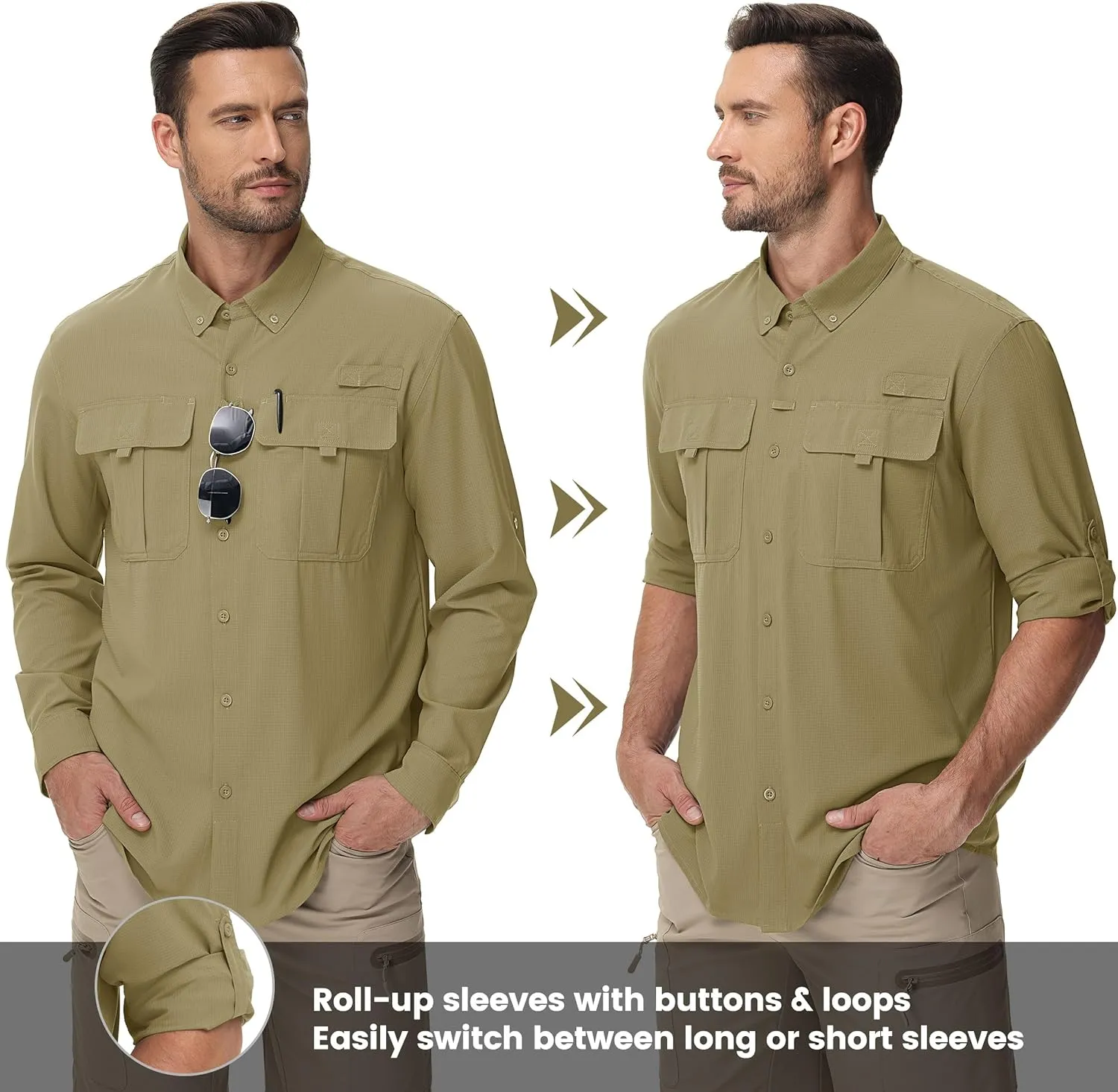 TACVASEN Mens Long Sleeve Sun Protection Shirt UPF 50  Quick Dry Fishing Cooling UV Shirts Outdoor Tactical Hiking Shirts