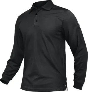 TACVASEN Men's Polo Shirts Long Sleeve Quick Dry Shirt Performance Tactical Shirts Golf Shirt Casual Outdoor Work Shirt