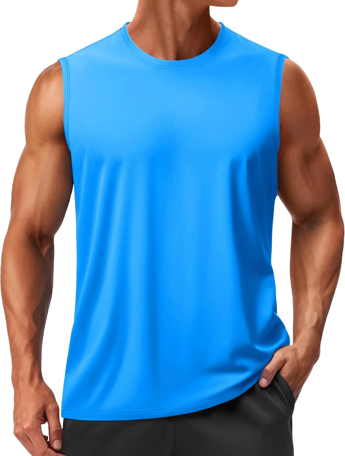 TACVASEN Men's Sleeveless Shirts Quick Dry Tank Tops for Men Sun Protection UPF 50  Athletic Gym Workout Muscle Shirts