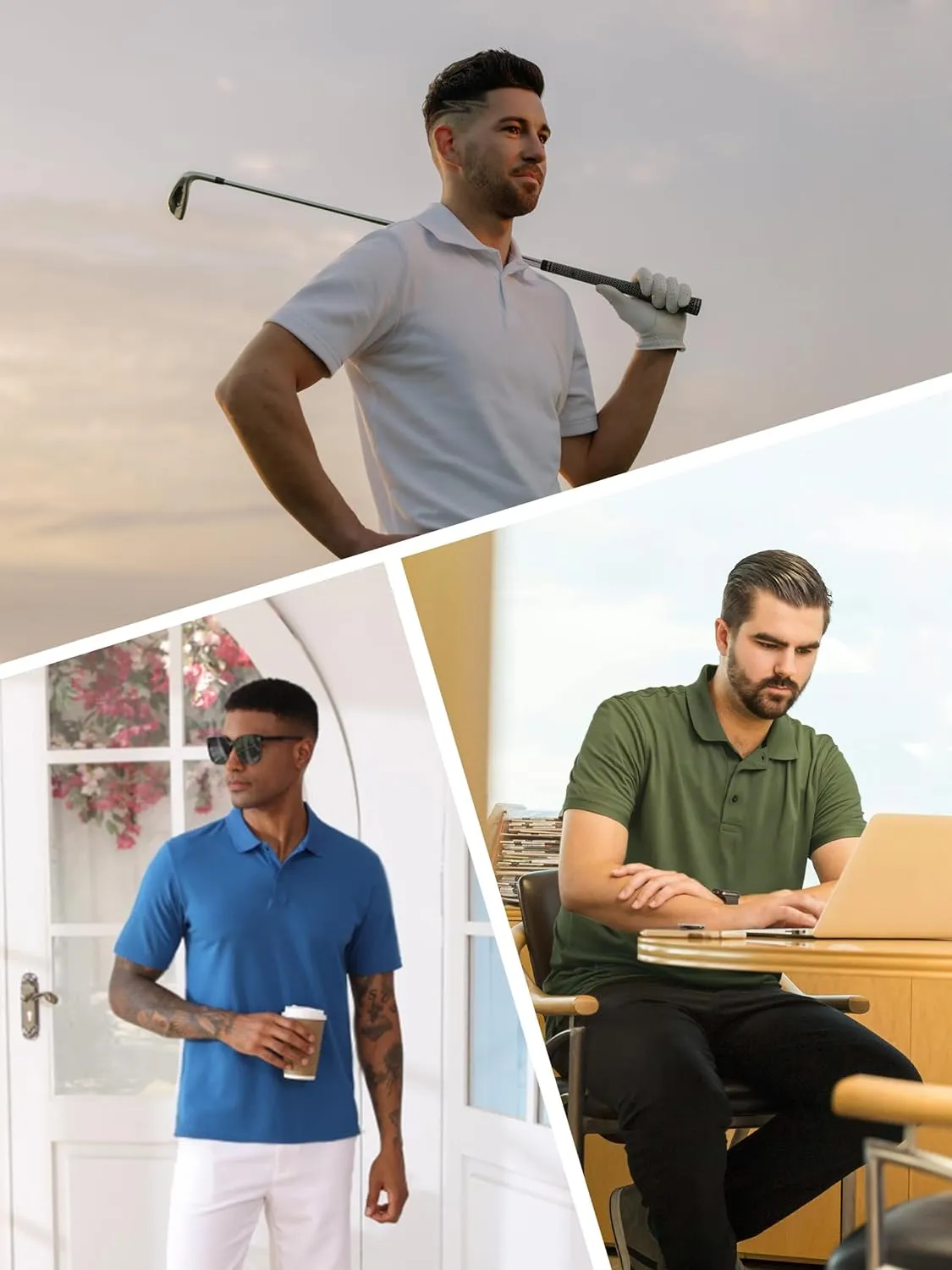 TACVASEN Polo Shirts for Men Short Sleeve Quick-Dry Breathable Pique Golf Polo Solid Cotton Polo T-Shirts