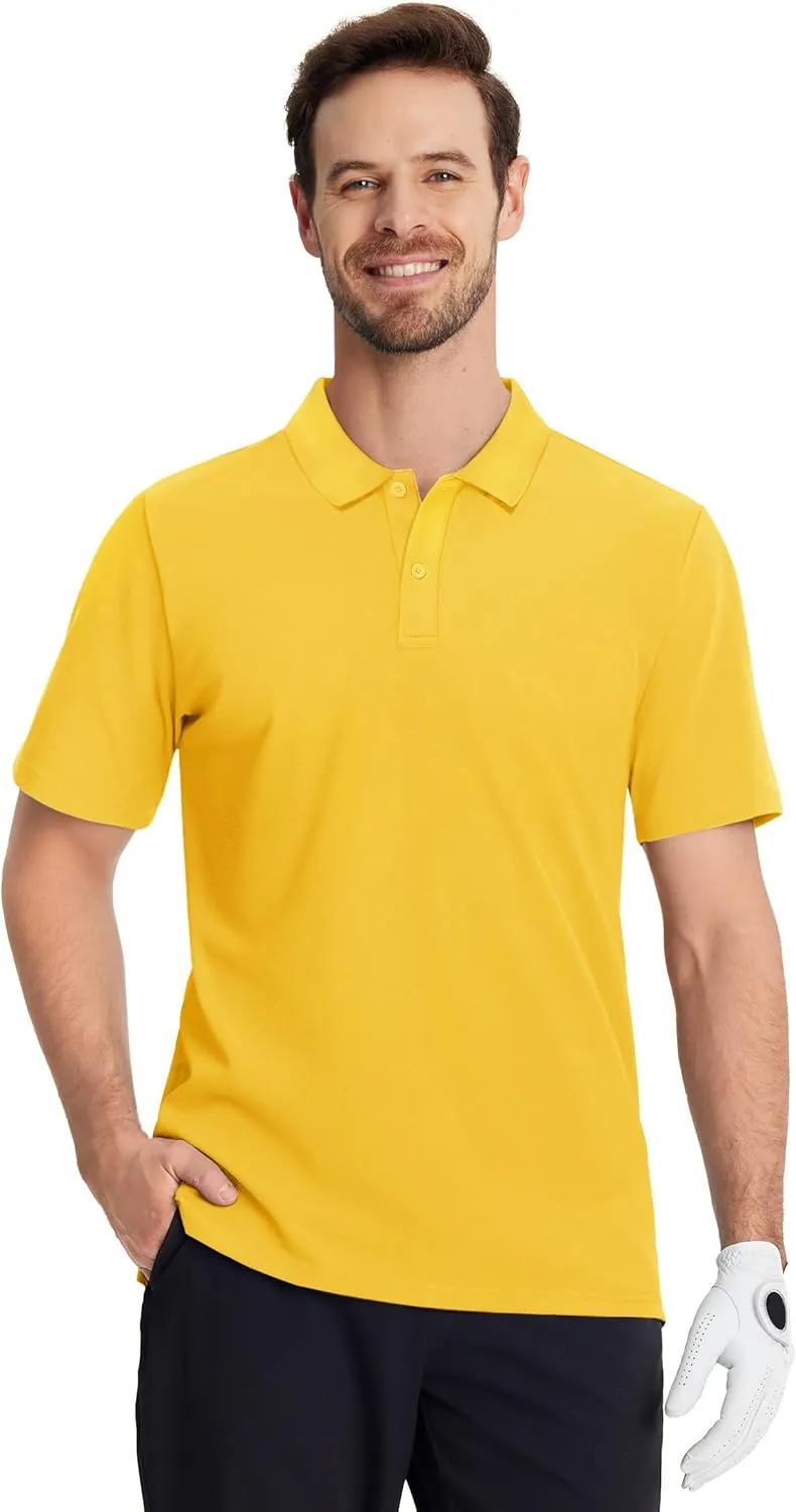 TACVASEN Polo Shirts for Men Short Sleeve Quick-Dry Breathable Pique Golf Polo Solid Cotton Polo T-Shirts