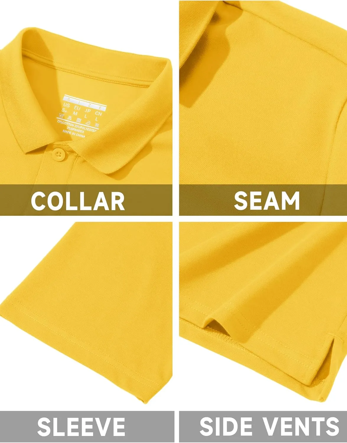 TACVASEN Polo Shirts for Men Short Sleeve Quick-Dry Breathable Pique Golf Polo Solid Cotton Polo T-Shirts