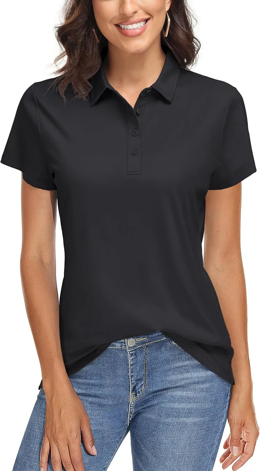 TACVASEN Women's Golf Polo Shirts Short Sleeve UPF 50  Sun Protection Golf Shirts for Women Quick Dry Collared Polos