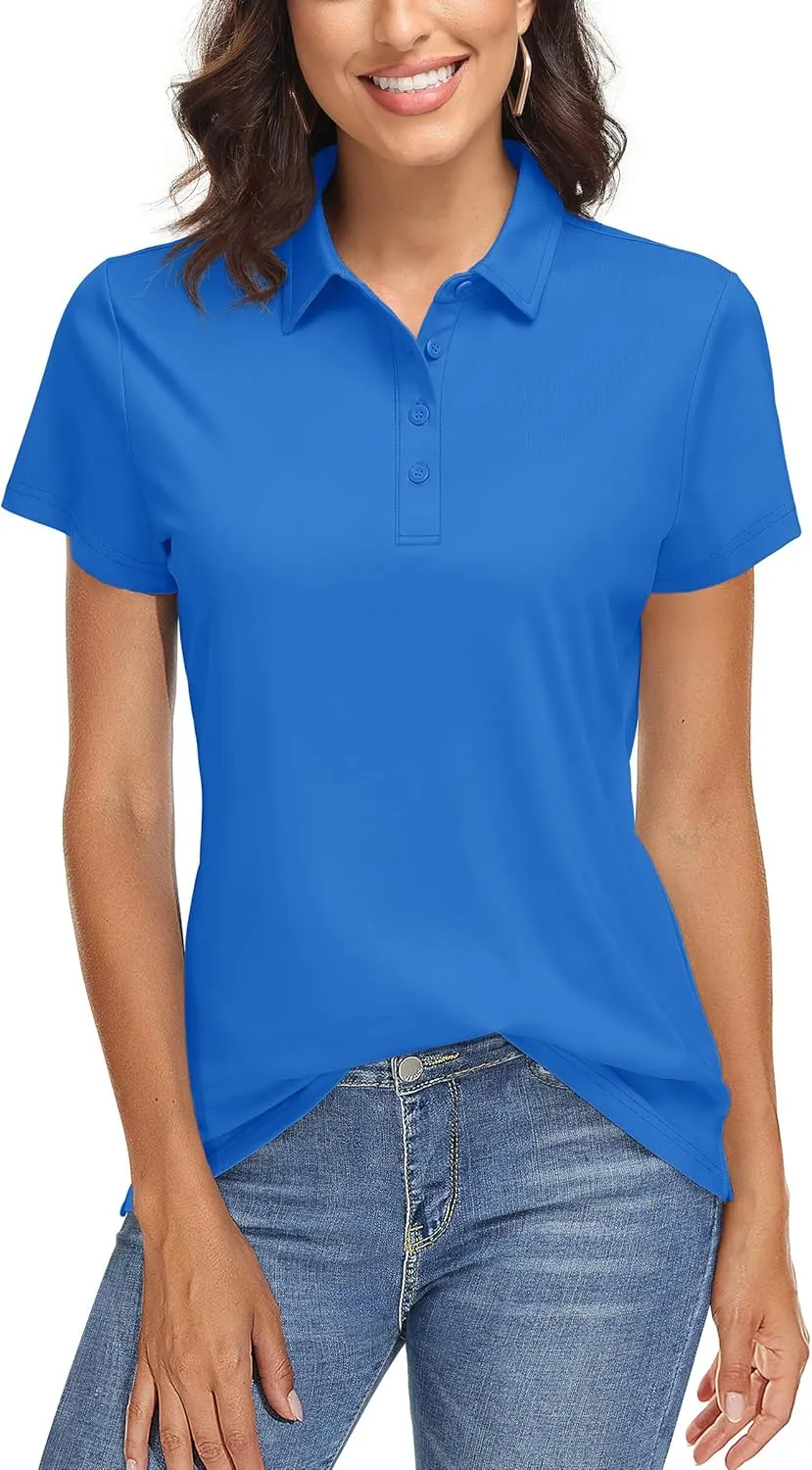 TACVASEN Women's Golf Polo Shirts Short Sleeve UPF 50  Sun Protection Golf Shirts for Women Quick Dry Collared Polos