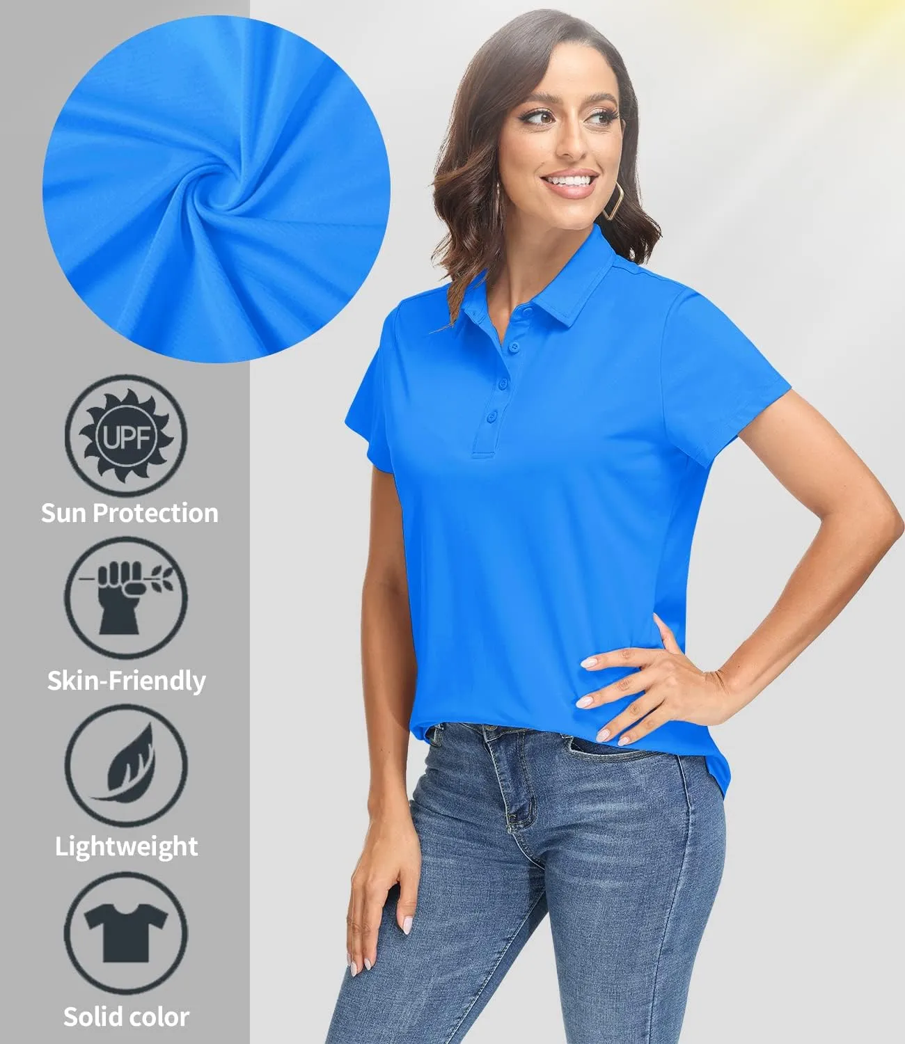 TACVASEN Women's Golf Polo Shirts Short Sleeve UPF 50  Sun Protection Golf Shirts for Women Quick Dry Collared Polos