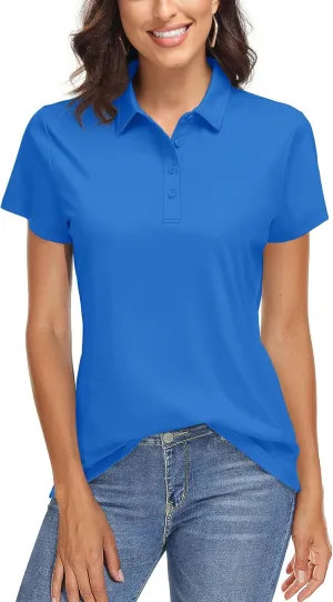 TACVASEN Women's Golf Polo Shirts Short Sleeve UPF 50  Sun Protection Golf Shirts for Women Quick Dry Collared Polos