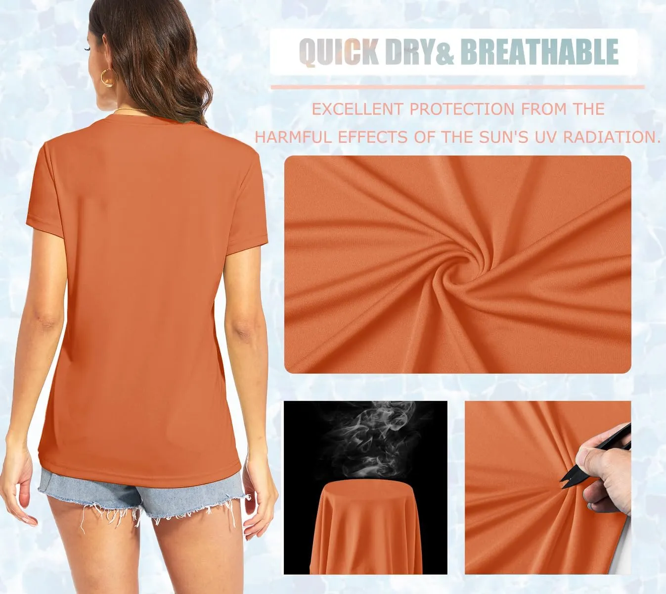 TACVASEN Workout Tops for Women UPF 50  Sun Protection V-Neck T Shirts Short Sleeve Quick Dry Athletic Running Shirts