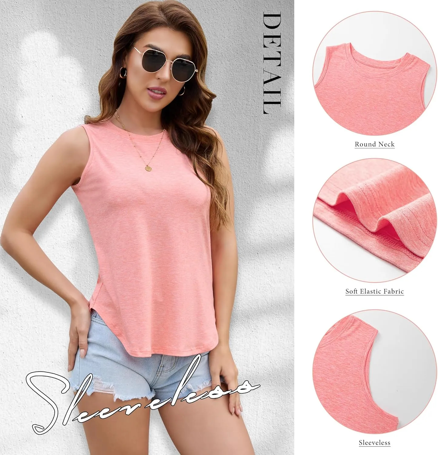 Tank Top for Women 2025 Summer 3/5 Pack Sleeveless Loose Fit Round Neck Flowy Casual Shirts with Curved Hem Outfits