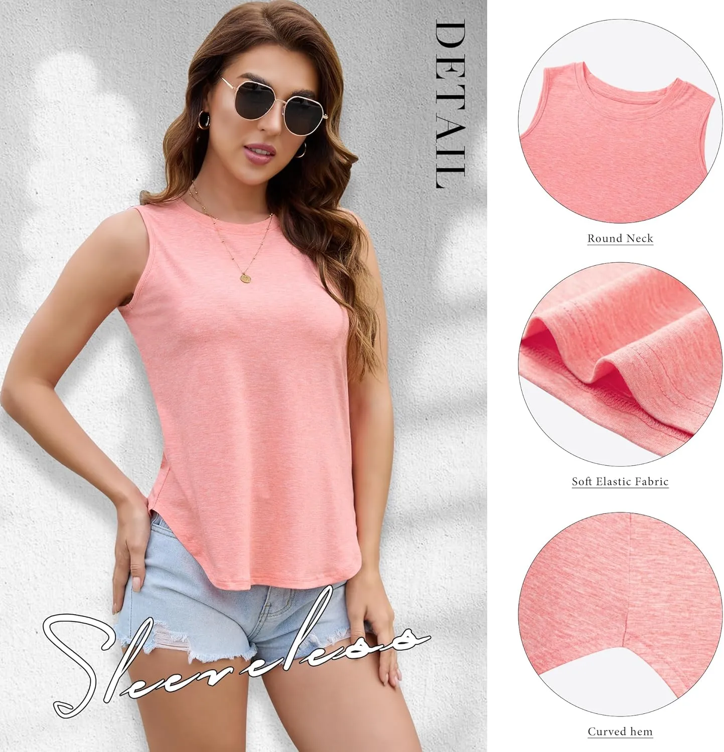 Tank Top for Women 2025 Summer 3/5 Pack Sleeveless Loose Fit Round Neck Flowy Casual Shirts with Curved Hem Outfits