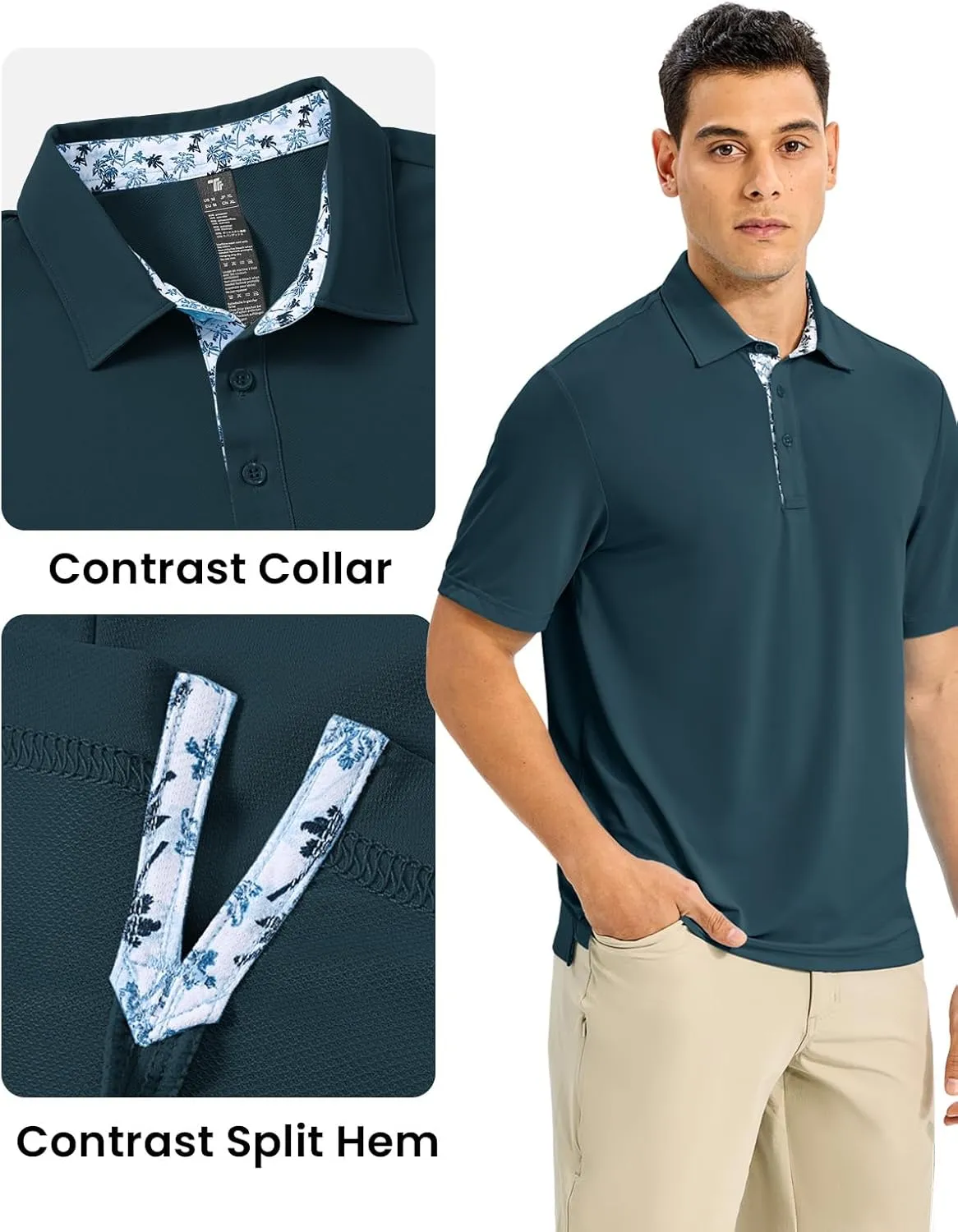 TBMPOY Men's Polo Shirts Short Sleeve 3-Button Golf Moisture Wicking Athletic Tennis T-Shirts Casual Collared Shirt