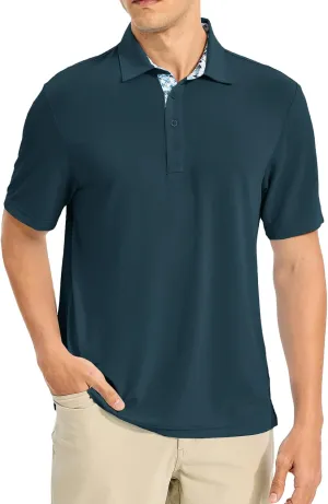 TBMPOY Men's Polo Shirts Short Sleeve 3-Button Golf Moisture Wicking Athletic Tennis T-Shirts Casual Collared Shirt