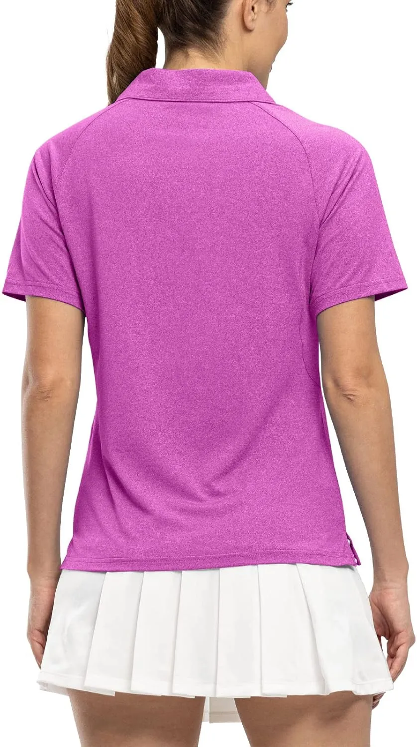 TBMPOY Women's Golf Polo Shirts Short Sleeve UPF 50  Dry Fit Athletic Tennis T-Shirts Zip Up Athletic Sports Shirt
