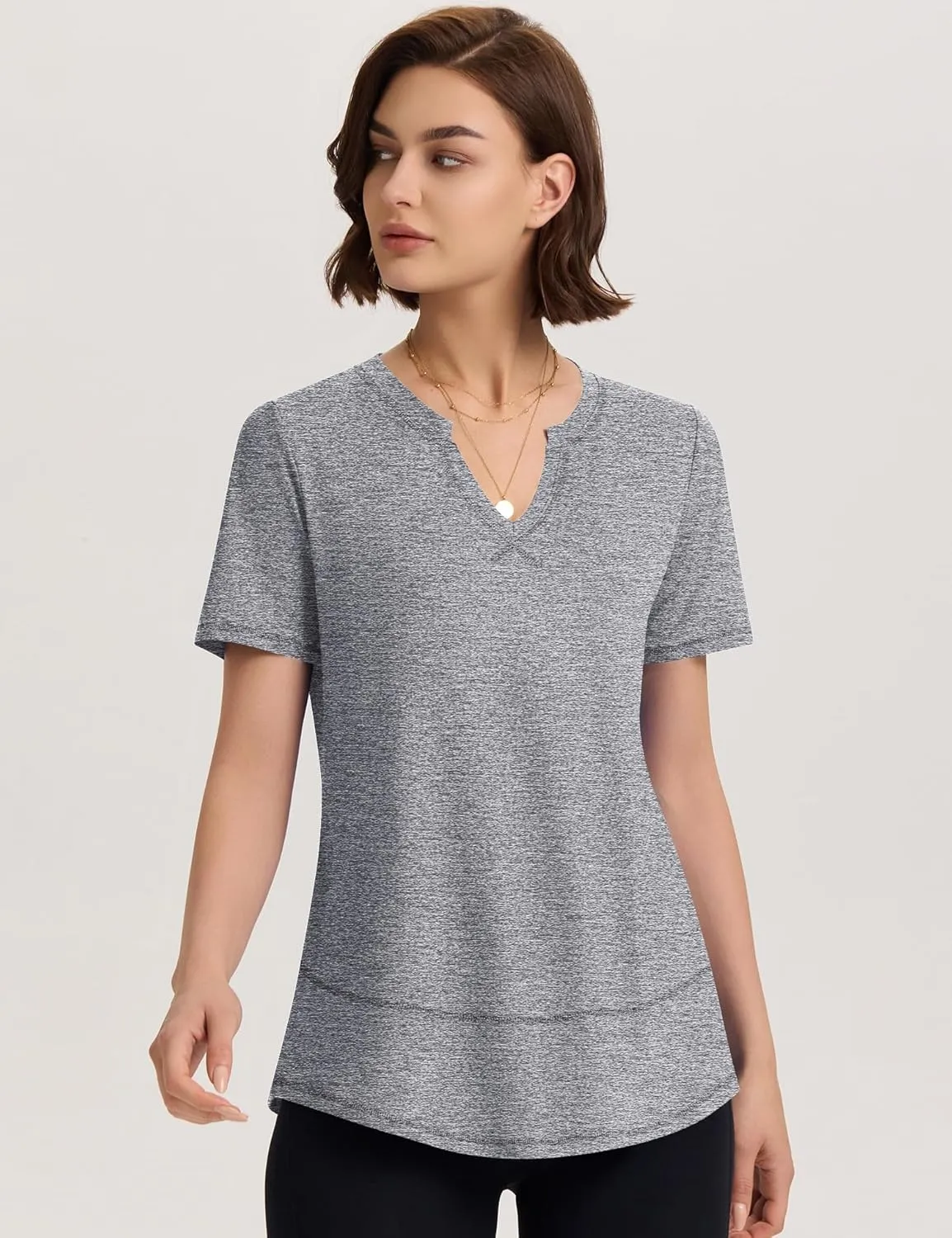 TCOT Women's Short Sleeve Workout Tops Loose Fit Athletic Tees V Neck Running Shirts Yoga Tee Gym Shirts