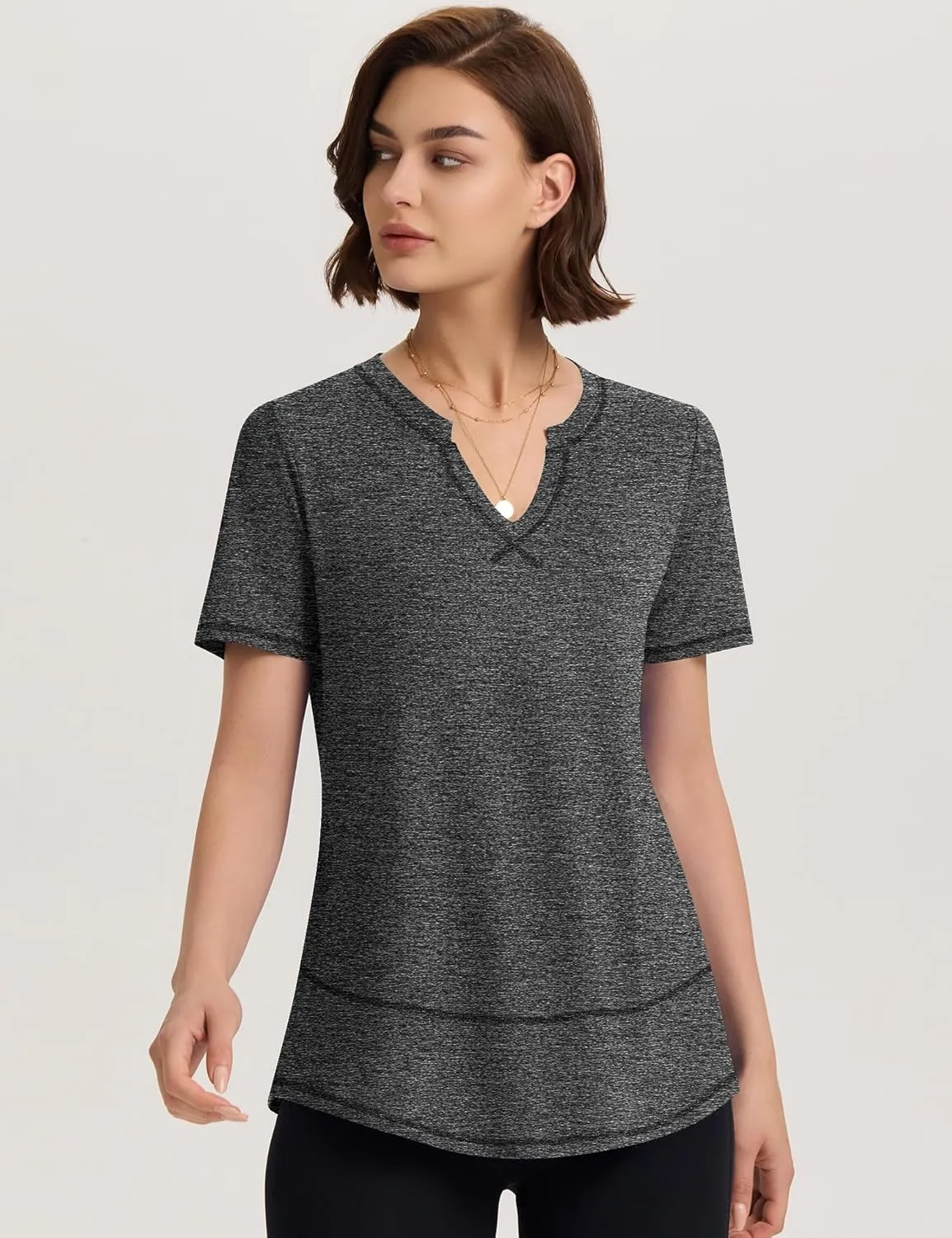 TCOT Women's Short Sleeve Workout Tops Loose Fit Athletic Tees V Neck Running Shirts Yoga Tee Gym Shirts