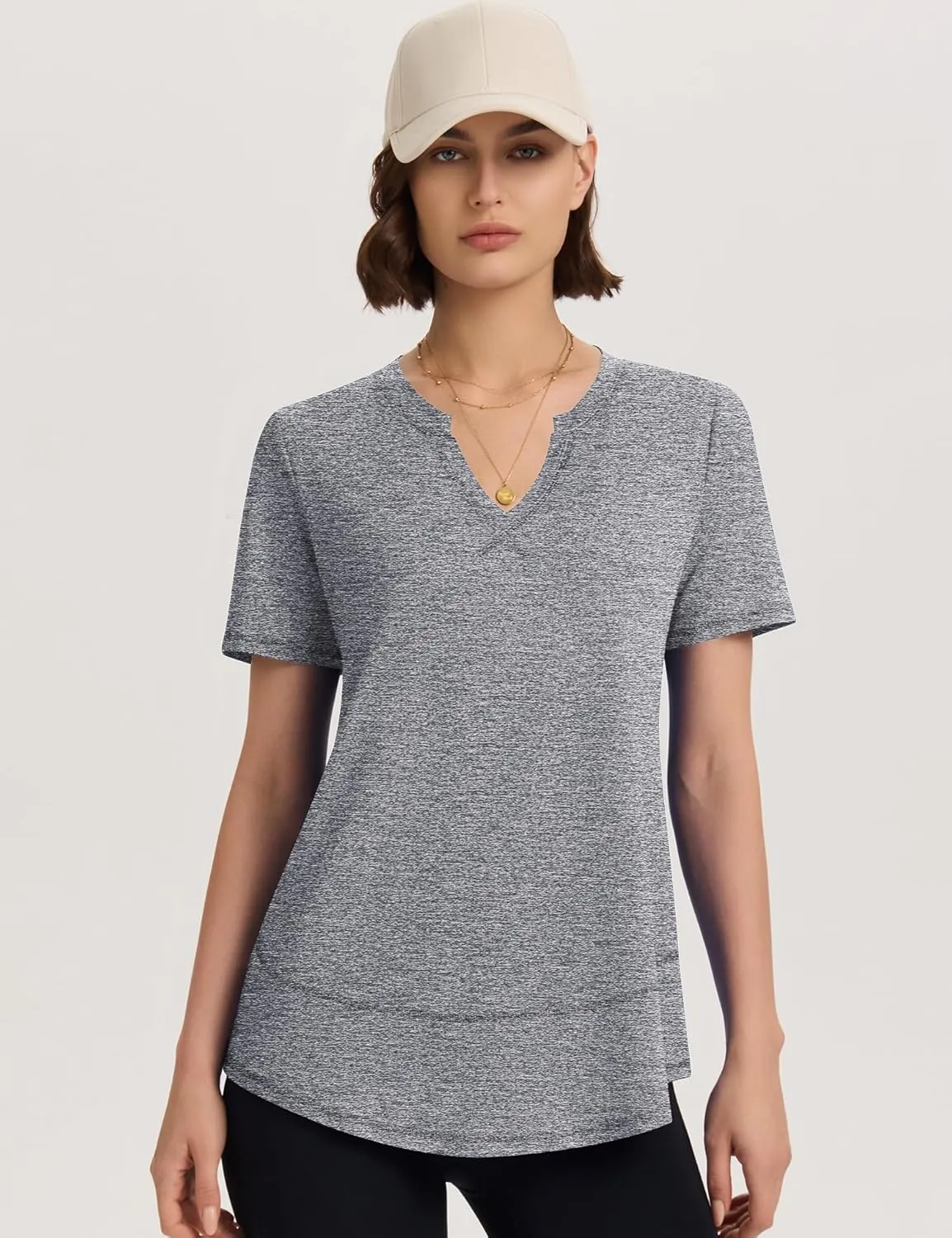 TCOT Women's Short Sleeve Workout Tops Loose Fit Athletic Tees V Neck Running Shirts Yoga Tee Gym Shirts