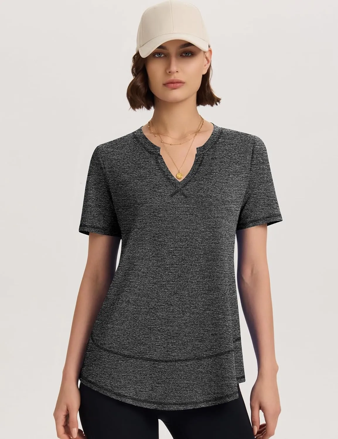 TCOT Women's Short Sleeve Workout Tops Loose Fit Athletic Tees V Neck Running Shirts Yoga Tee Gym Shirts