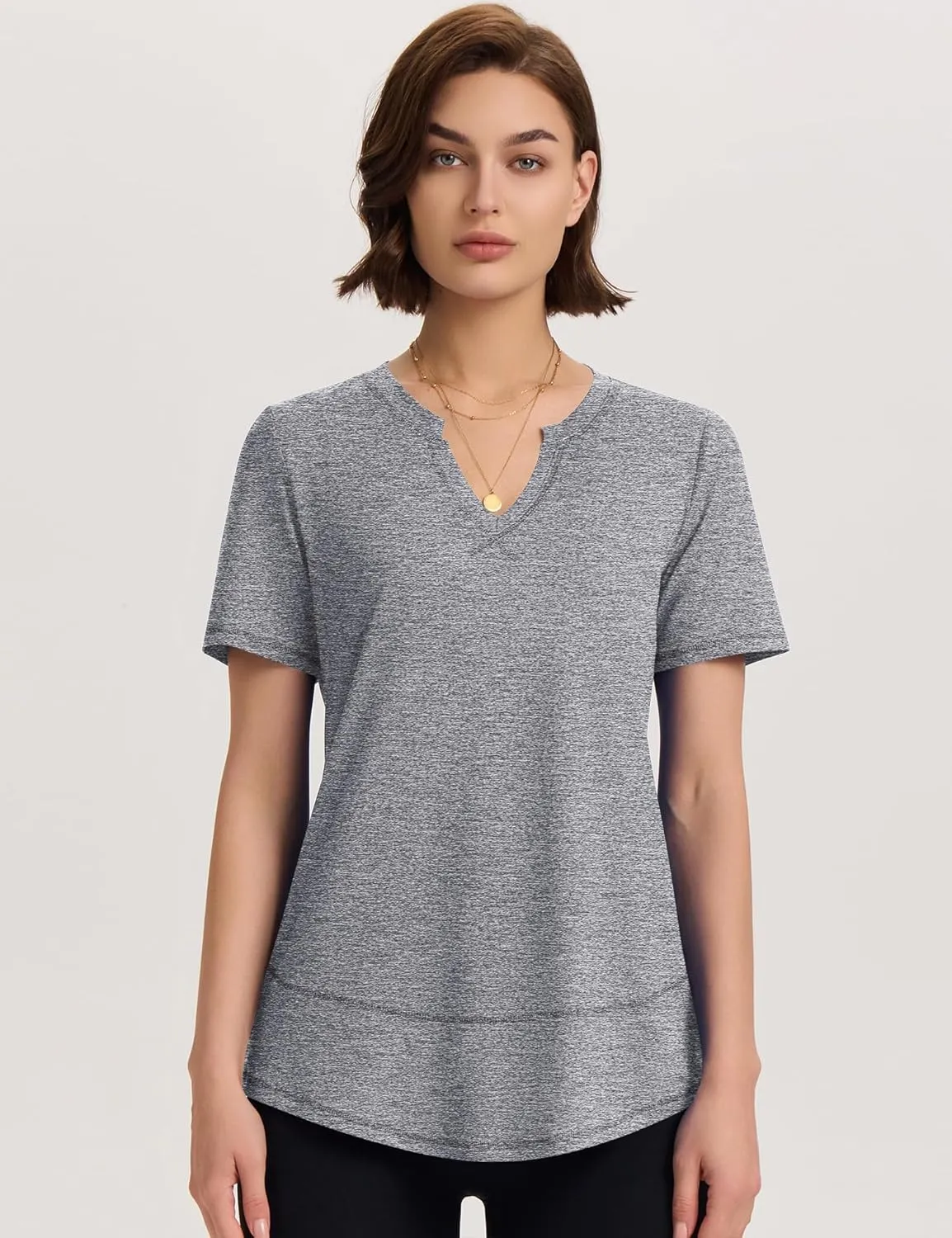 TCOT Women's Short Sleeve Workout Tops Loose Fit Athletic Tees V Neck Running Shirts Yoga Tee Gym Shirts