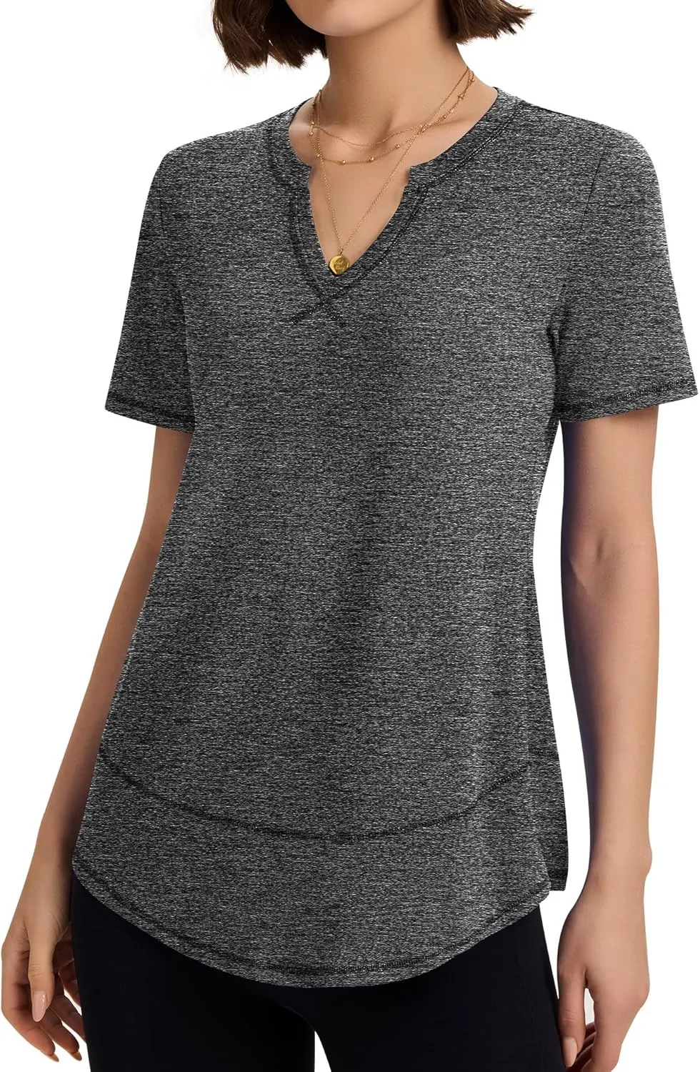 TCOT Women's Short Sleeve Workout Tops Loose Fit Athletic Tees V Neck Running Shirts Yoga Tee Gym Shirts