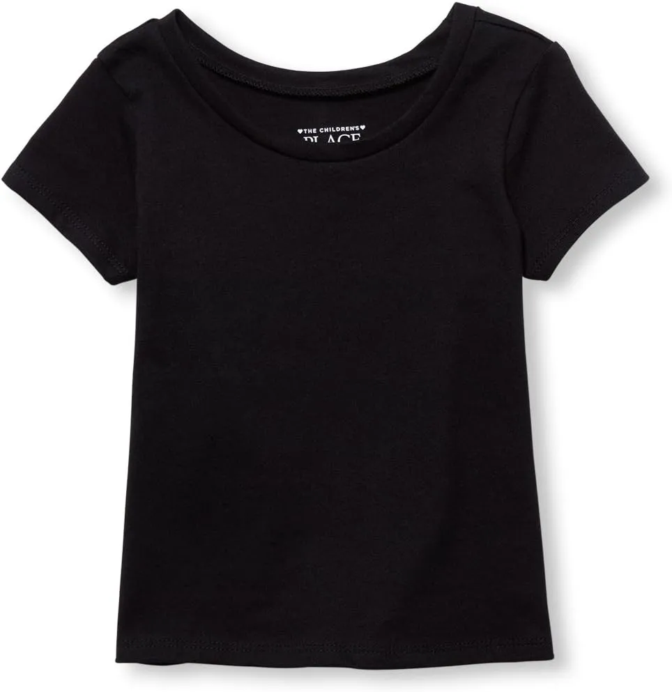 The Children's Place girls Basic Long Sleeve Layering Tee Shirt, Black, 5T US