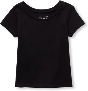 The Children's Place girls Basic Long Sleeve Layering Tee Shirt, Black, 5T US