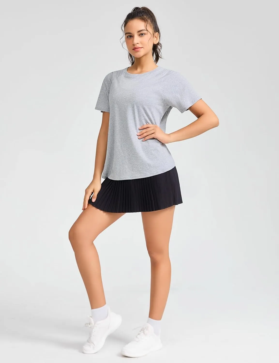 THE GYM PEOPLE Women's Short Sleeve Workout Shirts Breathable Yoga T-Shirts with Side Slits Athletic Tee Tops