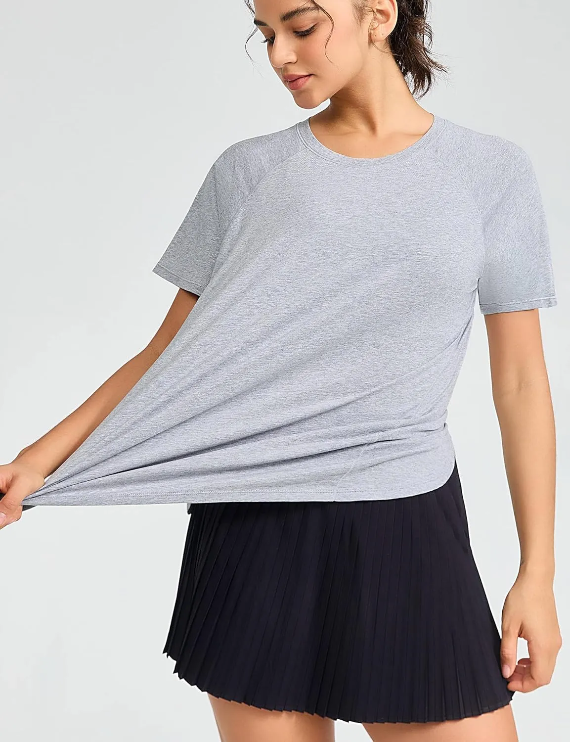 THE GYM PEOPLE Women's Short Sleeve Workout Shirts Breathable Yoga T-Shirts with Side Slits Athletic Tee Tops