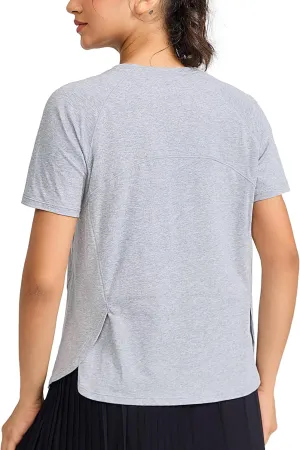THE GYM PEOPLE Women's Short Sleeve Workout Shirts Breathable Yoga T-Shirts with Side Slits Athletic Tee Tops