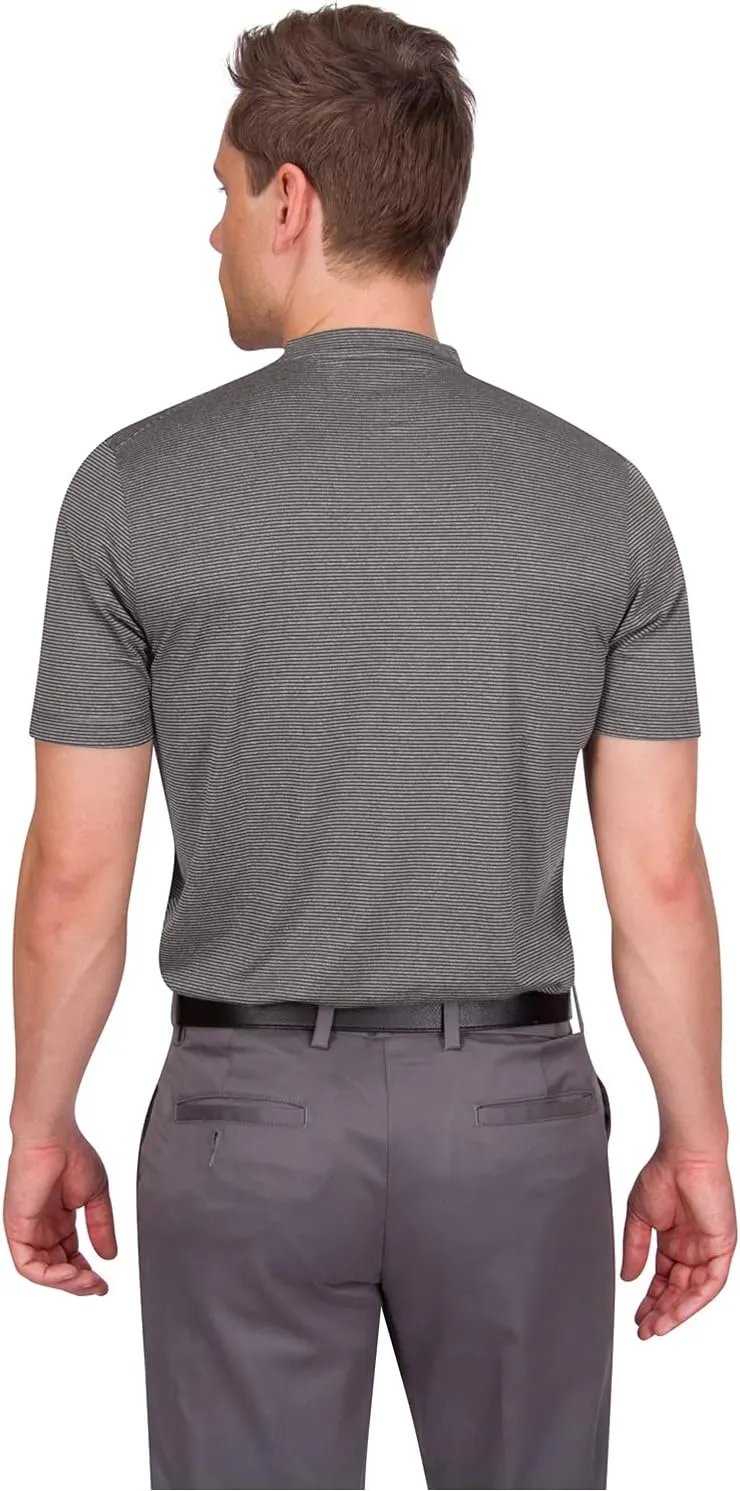Three Sixty Six Men's Short Sleeve Collarless Golf Polo - Lightweight, Moisture-Wicking, Quick Dry, Stretch Fabric