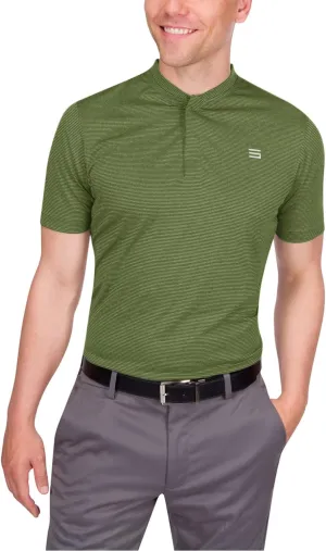 Three Sixty Six Men's Short Sleeve Collarless Golf Polo - Lightweight, Moisture-Wicking, Quick Dry, Stretch Fabric