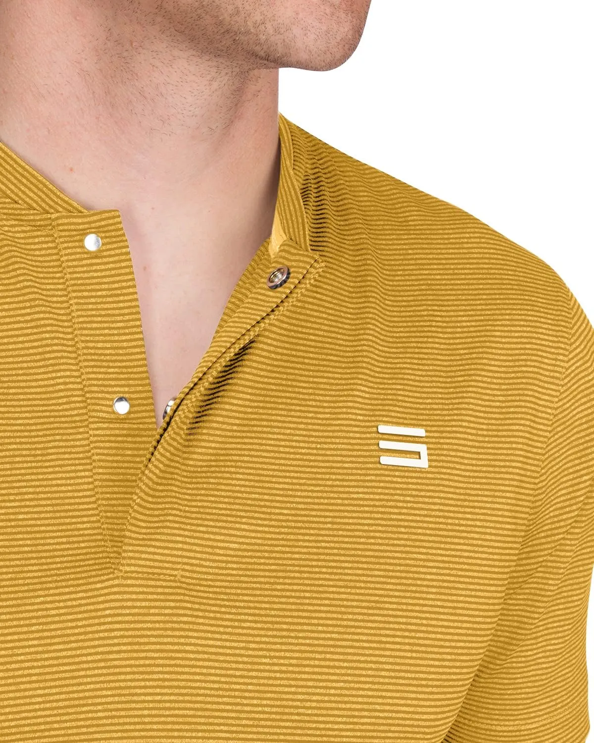 Three Sixty Six Men's Short Sleeve Collarless Golf Polo - Lightweight, Moisture-Wicking, Quick Dry, Stretch Fabric