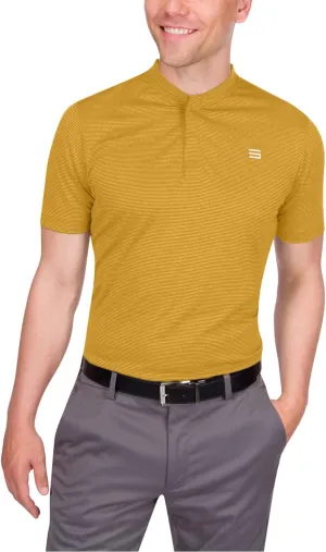 Three Sixty Six Men's Short Sleeve Collarless Golf Polo - Lightweight, Moisture-Wicking, Quick Dry, Stretch Fabric