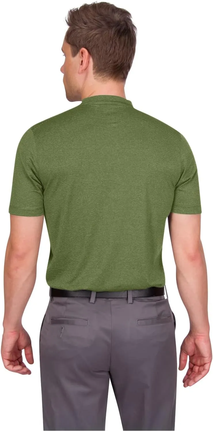 Three Sixty Six Men's Short Sleeve Collarless Golf Polo - Lightweight, Moisture-Wicking, Quick Dry, Stretch Fabric