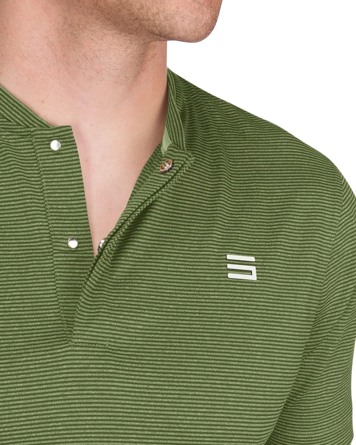 Three Sixty Six Men's Short Sleeve Collarless Golf Polo - Lightweight, Moisture-Wicking, Quick Dry, Stretch Fabric