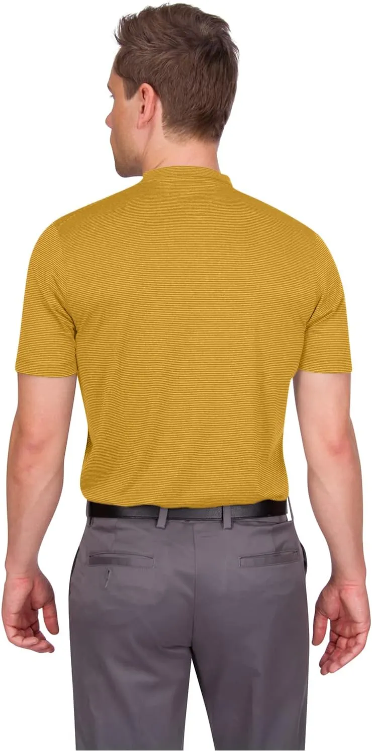Three Sixty Six Men's Short Sleeve Collarless Golf Polo - Lightweight, Moisture-Wicking, Quick Dry, Stretch Fabric