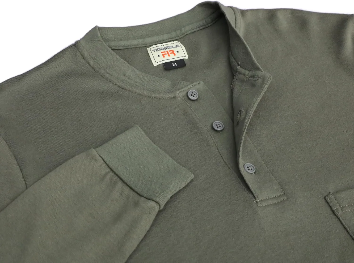 TICOMELA FR Shirts for Men Flame Resistant Shirt NFPA2112/CAT2 7oz Fire Retardant Men's Long Sleeve Henley Shirts