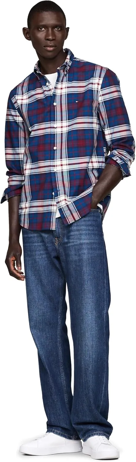 Tommy Hilfiger Long Sleeve Oxford Regular Fit, Men's Button Down Shirts, Also Available in Big and Tall